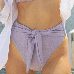 NWT Montce Lilac Sparkle Paula Tie-Up Bikini Bottom XS
